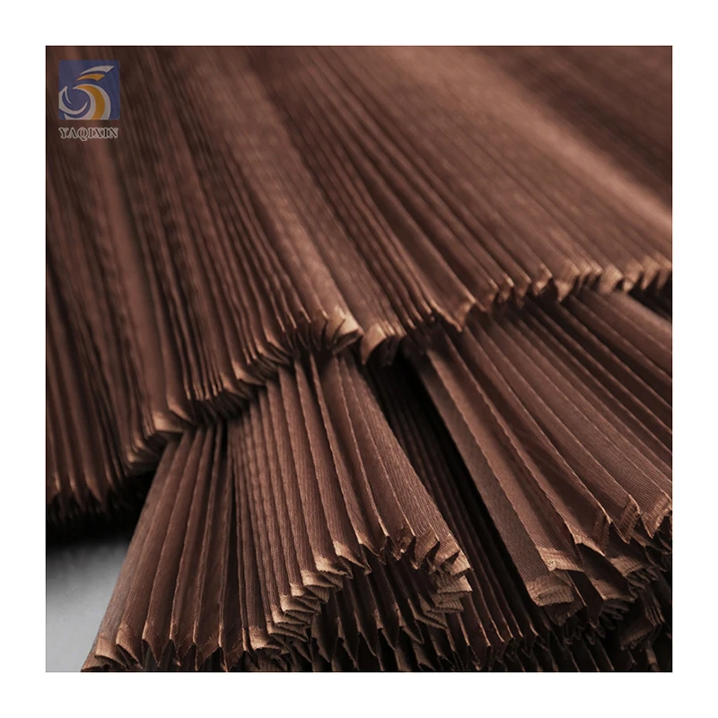 Wholesale 100 Polyester Knitted Wedding Fabric Solid 36A Hard Mesh Folding 2cm Pleated Tulle Fabric - 图片 4