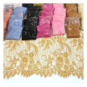 TB-42 China Factory Competitive Price Chantilly Lace Fabric African Multicolor Eyelash Lace Bridal Fabric