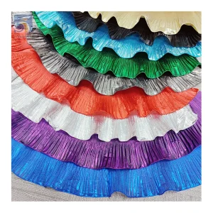2024 Novel Zhongda Designer Fabric Transparent Poly Wave Design Ruffle Pleated Organza Fabric by the Yards