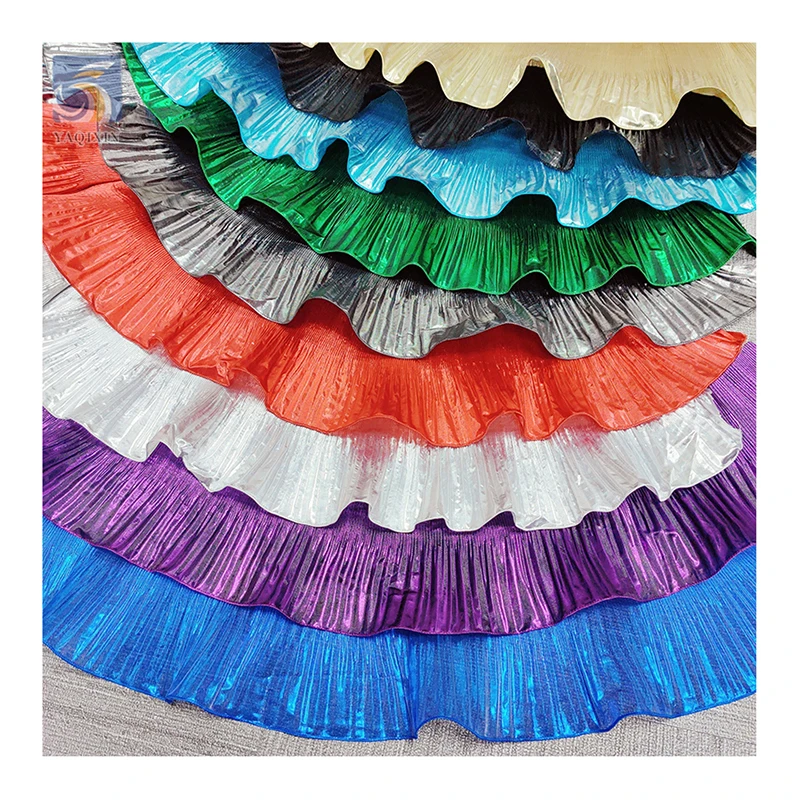 2024 Novel Zhongda Designer Fabric Transparent Poly Wave Design Ruffle Pleated Organza Fabric by the Yards