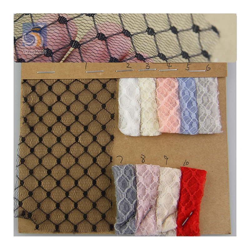 F500 Eco-Friendly Lace and Mesh Fabrics Premium Quality Jacquard Black Polka Dots Mesh Fabrics for Garment Making - 图片 6