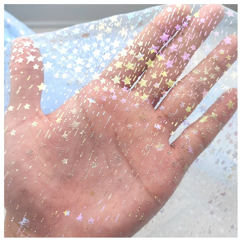 Factory Direct Meteor Shower Print Illusion Flash Tulle Foil Film Printed Fabric Children's Clothing Fashion Design - 图片 4