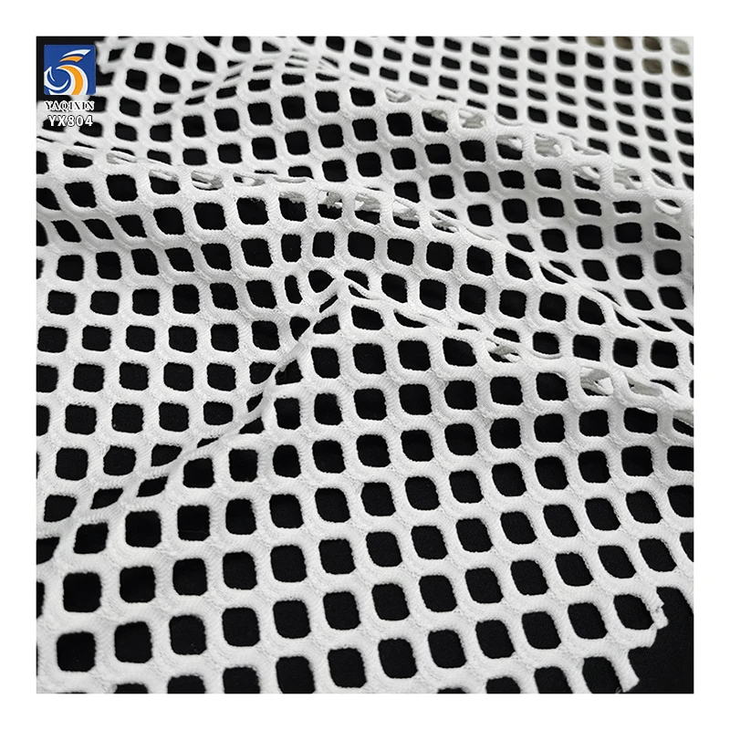 YX804-1 280gsm Wholesale Plain Nylon/Polyester Hollow Design Large Mesh Knitted Fabric for Summer Garments Beach Bikini - 图片 4