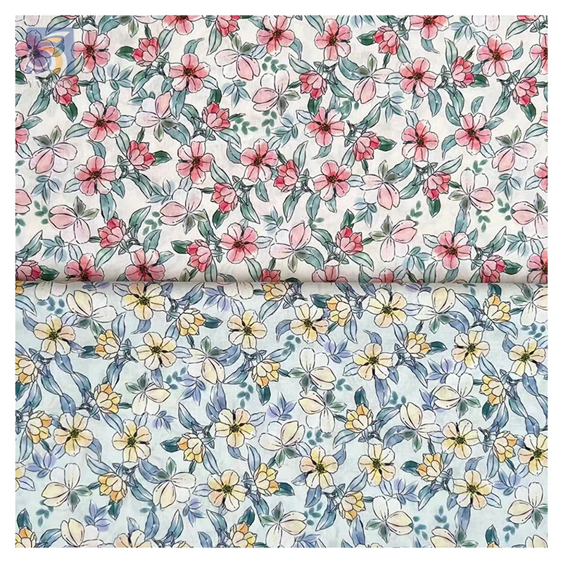 Free Samples Stock Lot Woven Small Floral Cotton Lawn Fabric Poplin 100 Cotton Printed Fabric - 图片 5