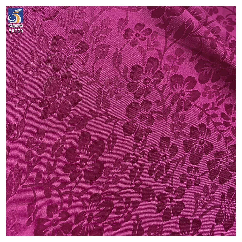 YX770 Noble and Luxurious Custom Gold Florals Satin Jacquard Fabric Polyester Stretch Jacquard Fabric for Garments - 图片 6