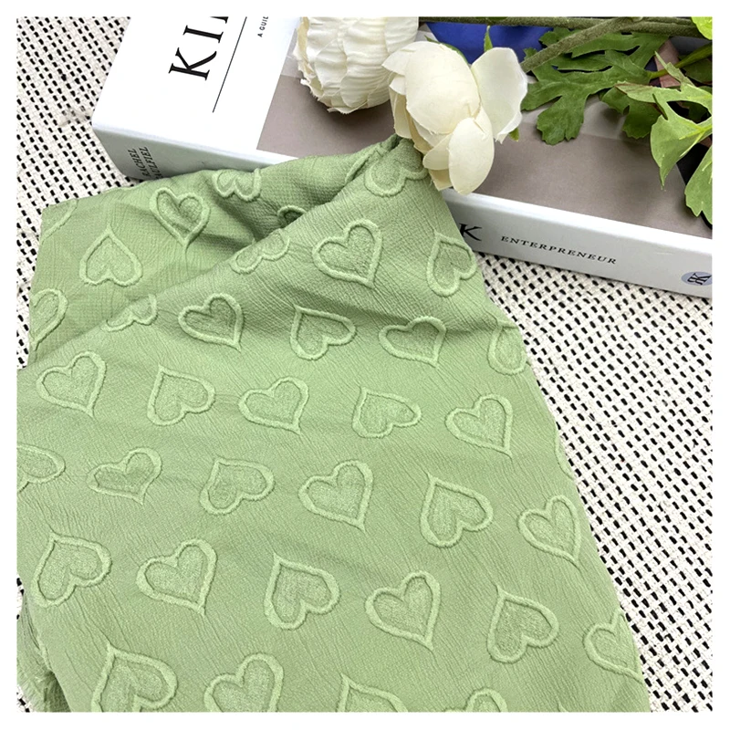 Fabric Chiffon Polyester Cheongsam Hanfu Woven Fabric Four-way Stretch Heart Jacquard Customized 100% Polyester Embossed 100gsm - 图片 4