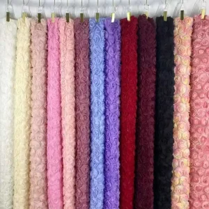 YX807 2025 Fashion Popular America 3D Embroidery Flowers Rose Knitted Mesh Tulle Fabric for Dresses Summer Women