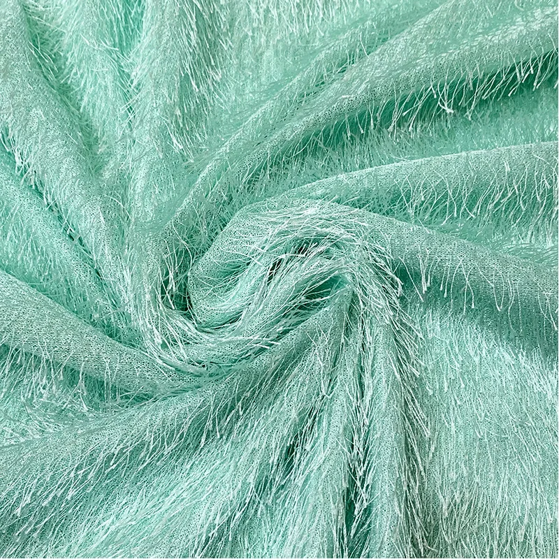 New Christmas Clothing Toy Pine Needle Velvet Fabric 100% Polyester Tassel Long Plush Knitted Fabric - 图片 3