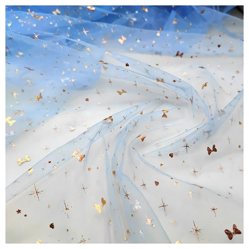 Factory Direct Meteor Shower Print Illusion Flash Tulle Foil Film Printed Fabric Children's Clothing Fashion Design - 图片 5