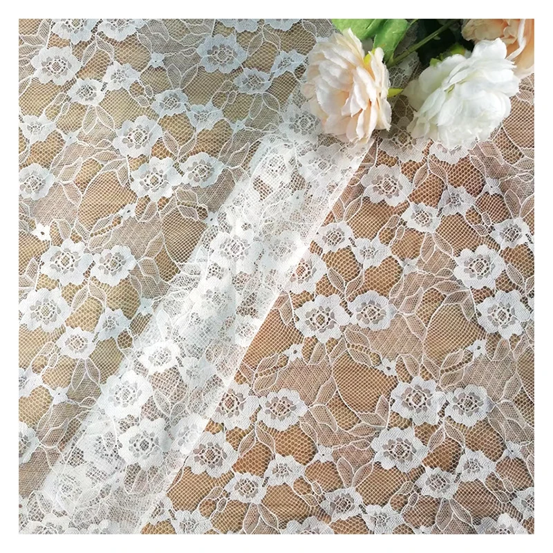 Sapphire Blue Small Floral Jacquard Mesh Lace Fabric for Women African Nigerian Chantilly Lace Fabric 1 Yard MOQ - 图片 4