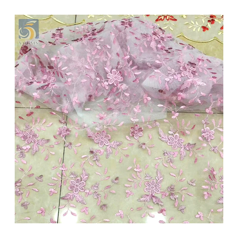 YX2707 Industry Competitive Price Tulle Polyester Embroidery Fabric Floral Lace Fabric for Woman - 图片 6