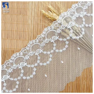 YX678 Factory Source Direct Wholesale Polyester Mesh Embroidery White Lace for Shoes Bags Fashionable Lace Trim Fabric