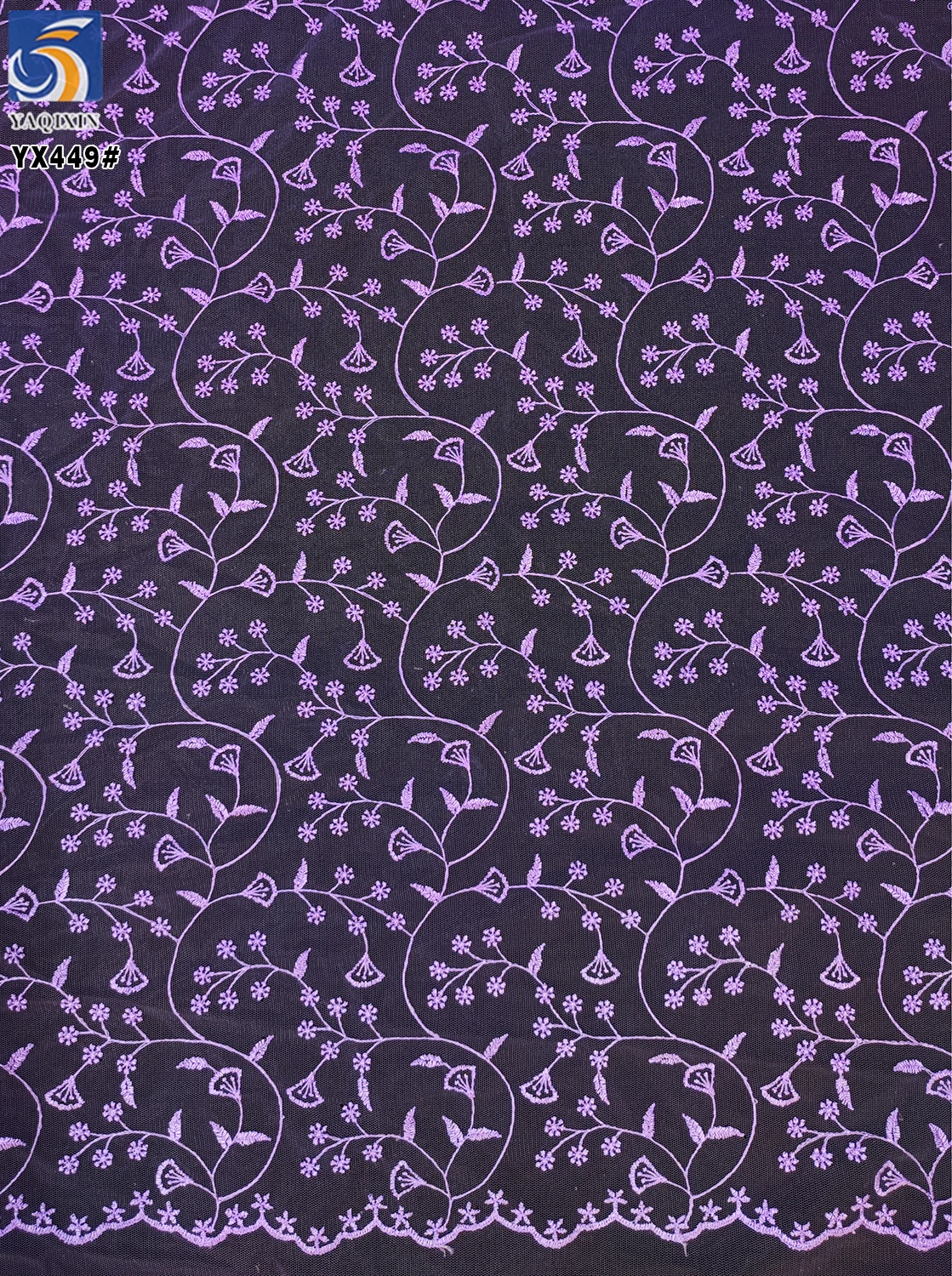 YX449 Fabric Store Designer New Arrival Tulle Transparent Soft Mesh Floral Leaf Embroidery Fabric - 图片 5