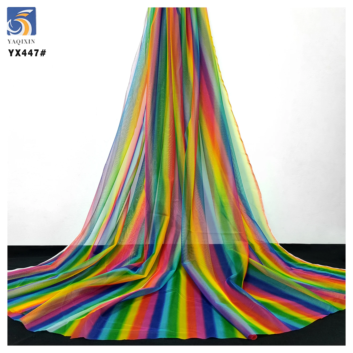 YX447 New Trends Digital Printing Mesh Rainbow Tulle Fabric Polyester 45A Soft Tulle for Pet Clothes and Headwear - 图片 6
