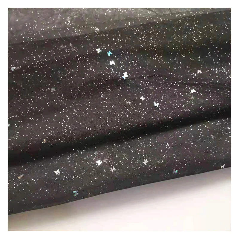 2026 Novel Design Shiny Glitter Dot Butterfly Sequins Tulle Mesh Fabric for Kids Dress