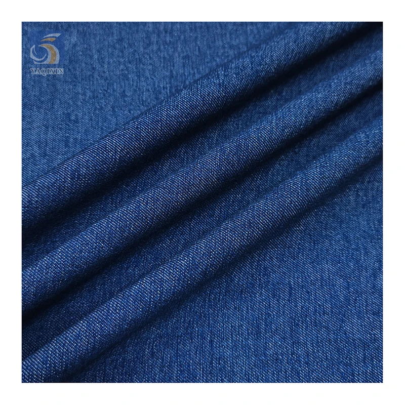 New Arrival Double Cationic Fabric Blue Jeans Polyester Rayon Spandex Stretch Denim Fabric High Quality - 图片 4