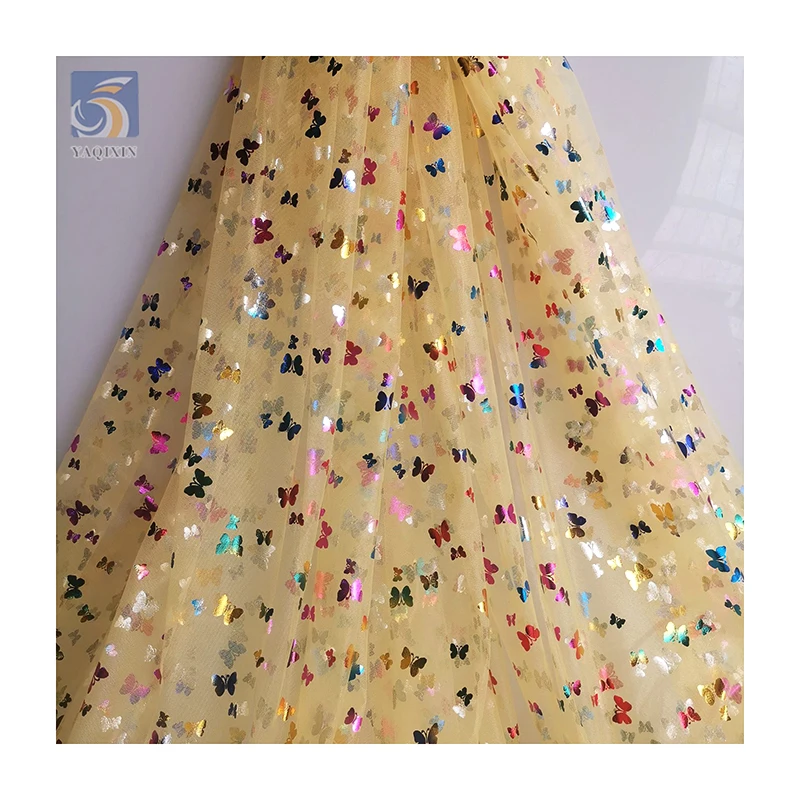 New Fashion Design 100%Polyester Colorful Hot Film Butterfly Ombre Tulle Print Fabric for Kids Tutu Skirt - 图片 3