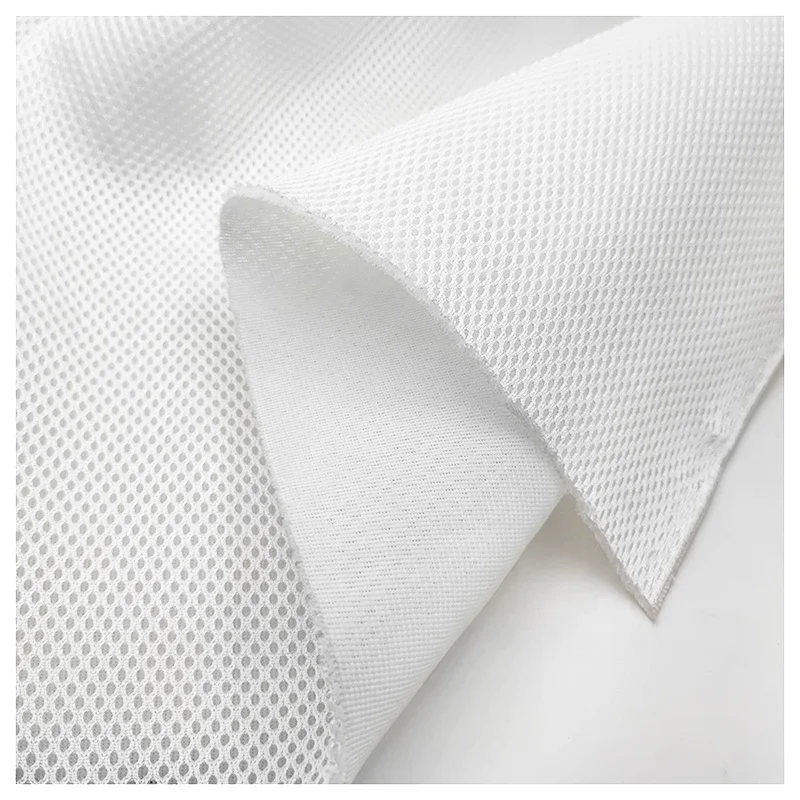 White 100%Polyester Knitted 3D Spacer Sandwich Air Mesh Fabric for Shoes/Office Chair/Car Seats Custom 100% Polyester Plain Dyed