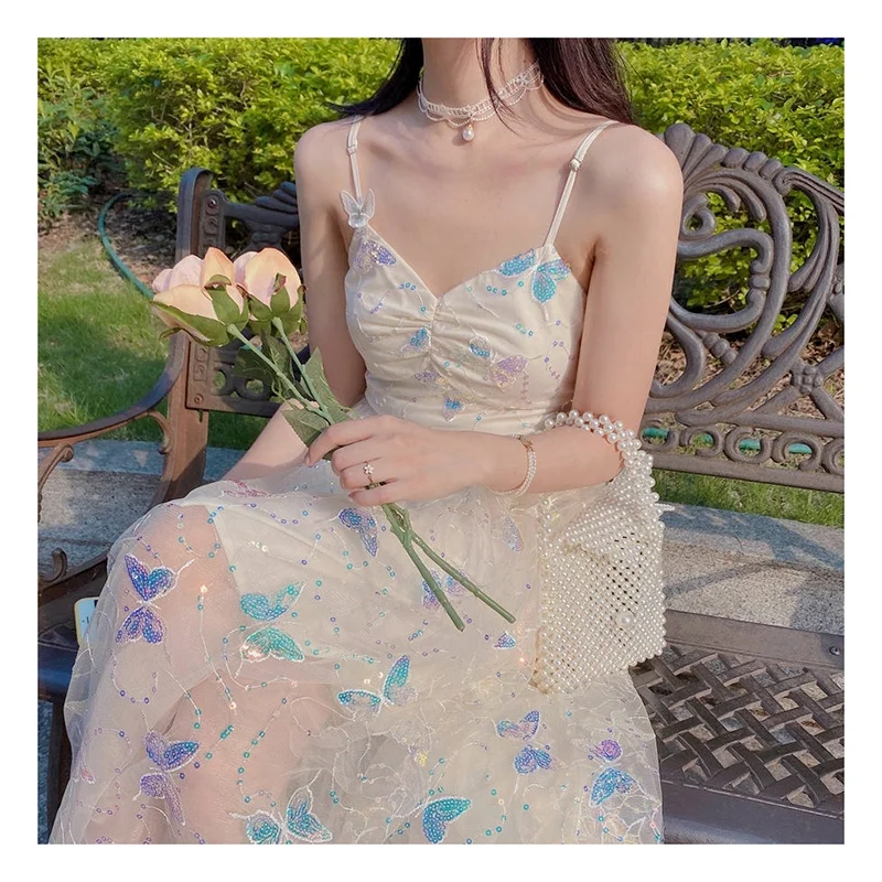 SCX005 Multicolor Gradient Sequins Embroidered Tulle Mesh Lace Fabric Women's Spring Dress Fabric - 图片 5