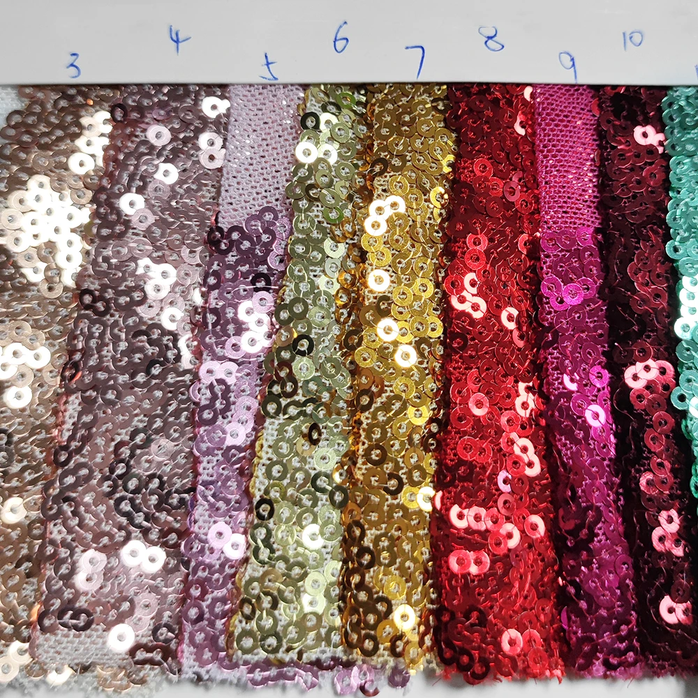 YX791 Customized High Quality 250gsm Elasticity Stretch Dense 3mm Shiny Sequin Fabric for Woman's New Fashion Skirt - 图片 3