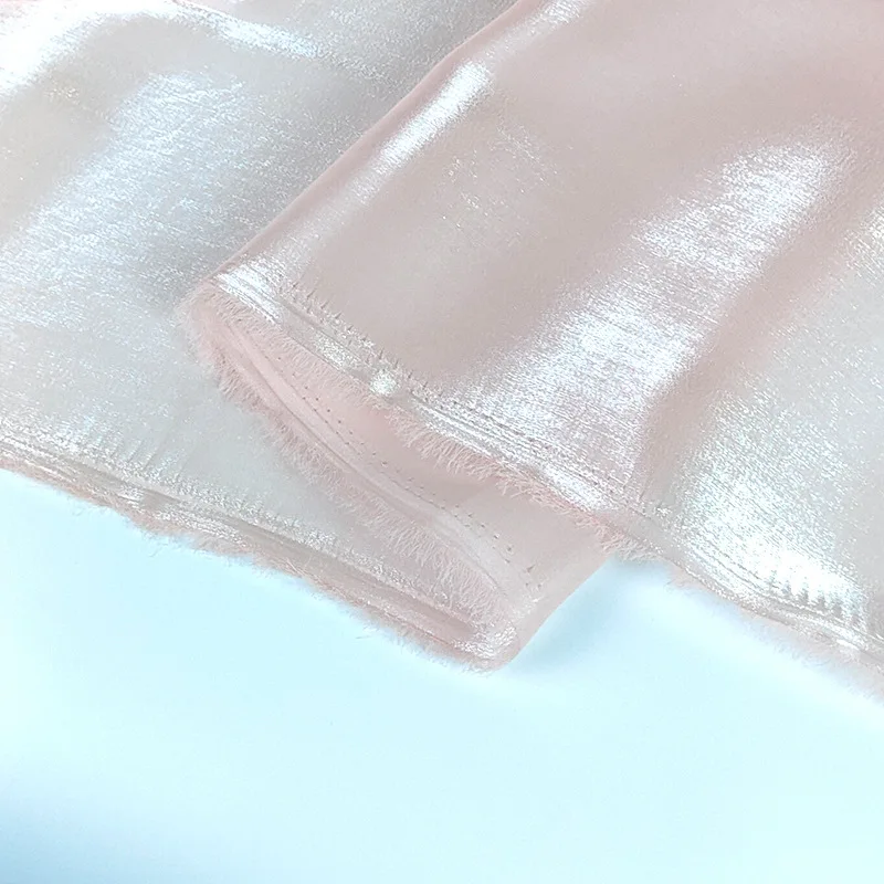 FO001-1 High Quality Luxury Solids Soft Polyester Glossy Organza Fabric Shiny Dress Liquid Organza Fabric - 图片 3