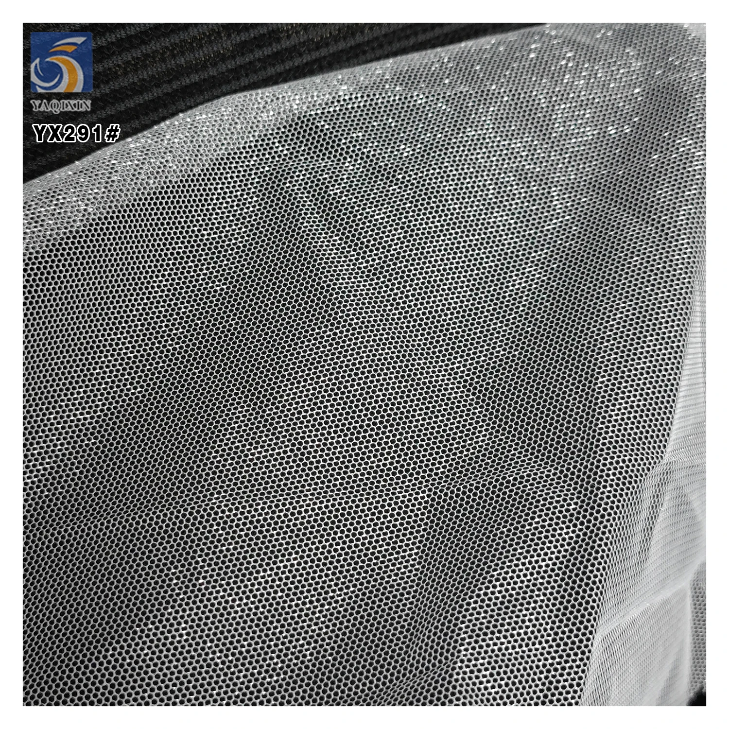 YX291 Pure White 40A 26gsm High Quality 100% Polyester Glimmer Glossy Net Mesh Fabric for Clothing - 图片 4