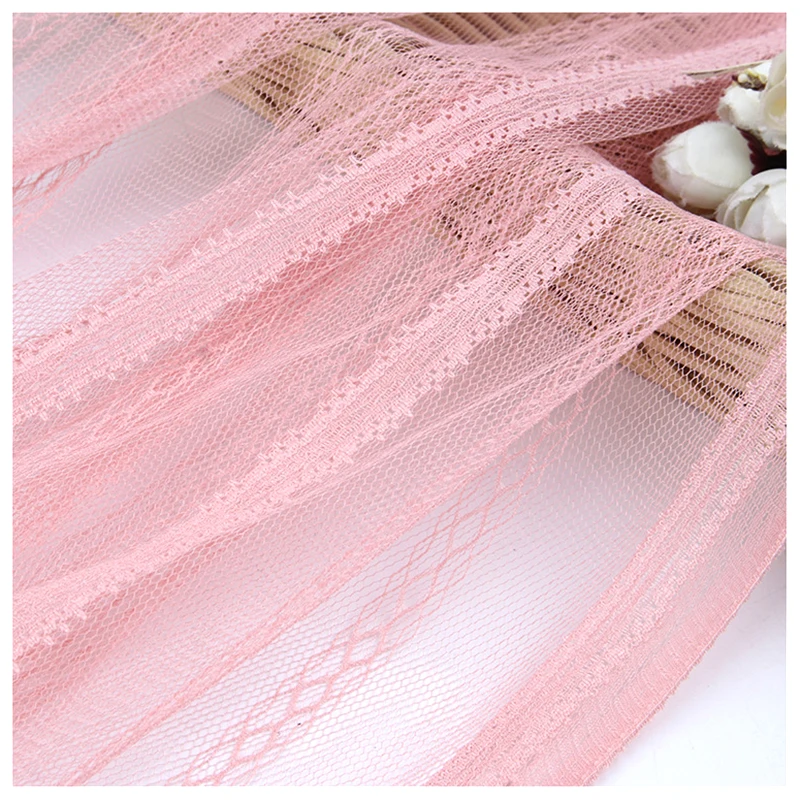 Hot Sales Light Pink Jacquard Striped Fabric Textile Women Stockings Garments Stripe Jacquard Tulle Mesh Fabric - 图片 6