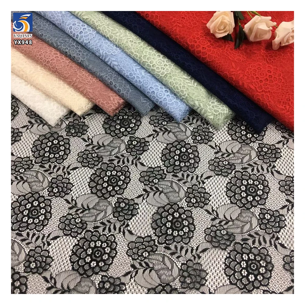 YX948 Non-Stretch Chantilly Lace Fabric With Flowers Embroidery Valentine's Day Romantic French Rose Lace Dress Fabrics Textiles - 图片 2