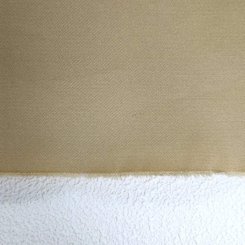 A2272 Khaki 255gsm Washed Polyester Cotton Spandex Stretchy Fabric 32*16 Twill Mercerized Cotton Fabric for Trousers - 图片 5