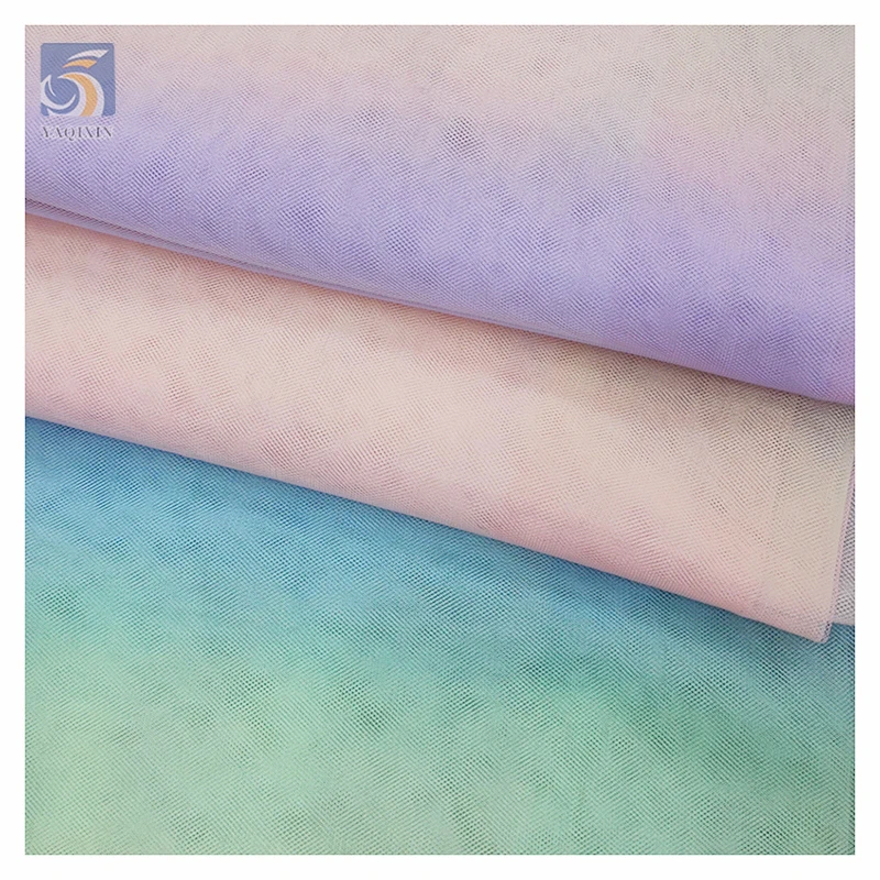 YX2492 Golden Supplier OEM&ODM Prices 20D Tulle Mesh Fabric Lightweight Rainbow Ombre Poly Nylon Material Soft Tulle Fabric - 图片 5