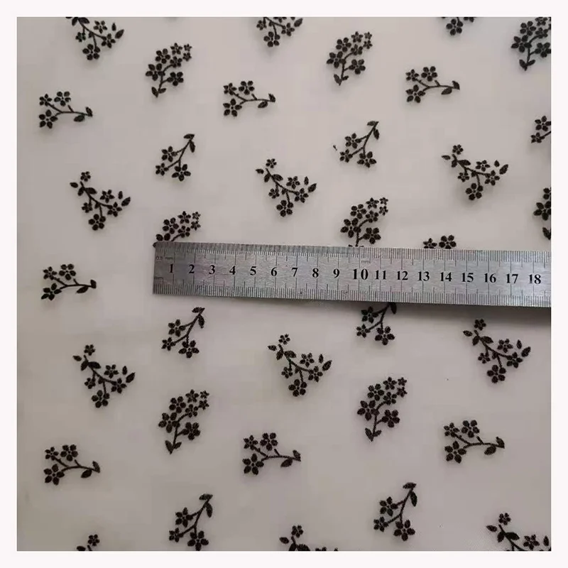 100% Nylon Printed Tulle Fabric Printed Mesh Fabric Flocked Tulle Fabric for Dress - 图片 6