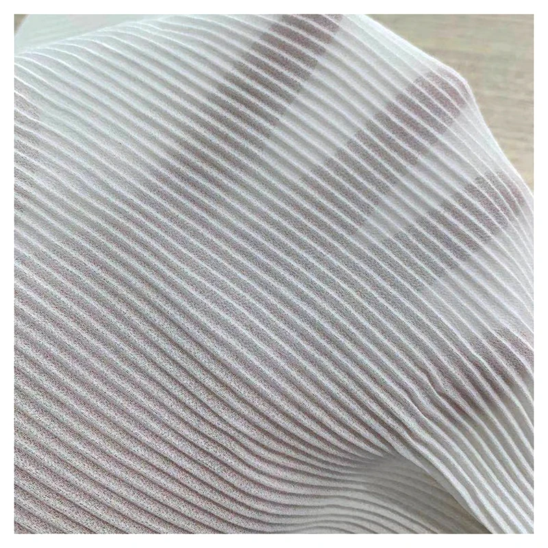 China Supplier Premium Pure White Dyed Wrinkle Crinkle Chiffon Fabric Roll - 图片 4