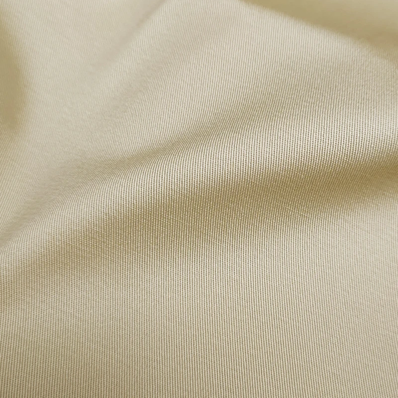 A2272 Khaki 255gsm Washed Polyester Cotton Spandex Stretchy Fabric 32*16 Twill Mercerized Cotton Fabric for Trousers - 图片 4