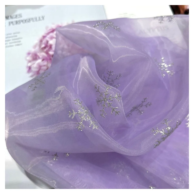 Wholesale Pink Soft Tulle Snowflake Glitter Mesh Tulle Fabric for Christmas Decors - 图片 4