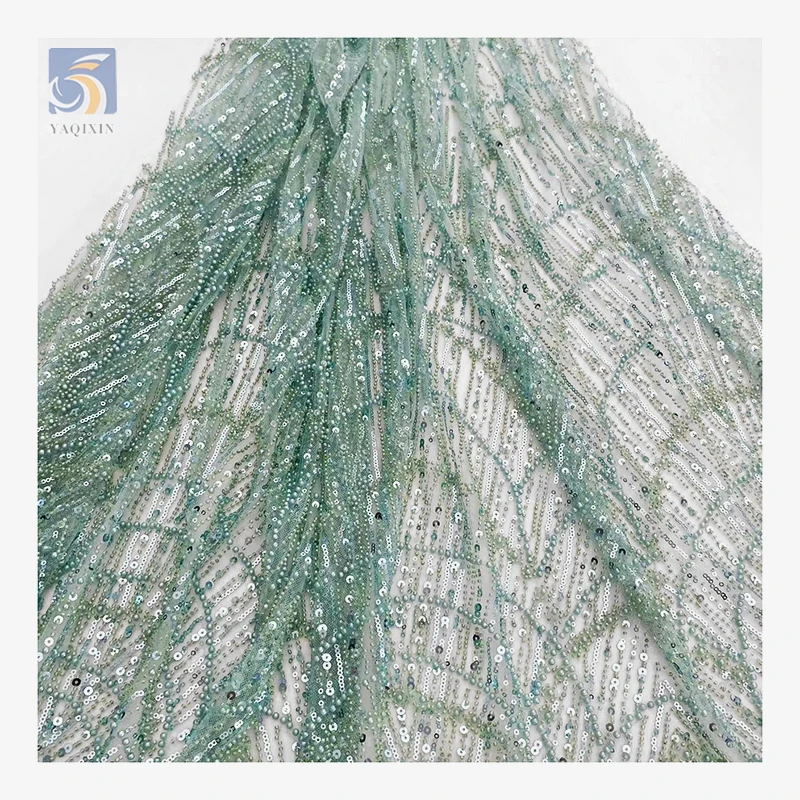 Luxury Lace Fabric 2024 Novel Design Golden Supplier Sequence Sequin Shiny Glitter Crystal Lace Fabric for French - 图片 3