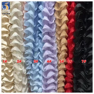 YX539 2025 New Design White 100 Polyester 3D Wave Embroidery Tulle Net Mesh Fabric for Children's Wear