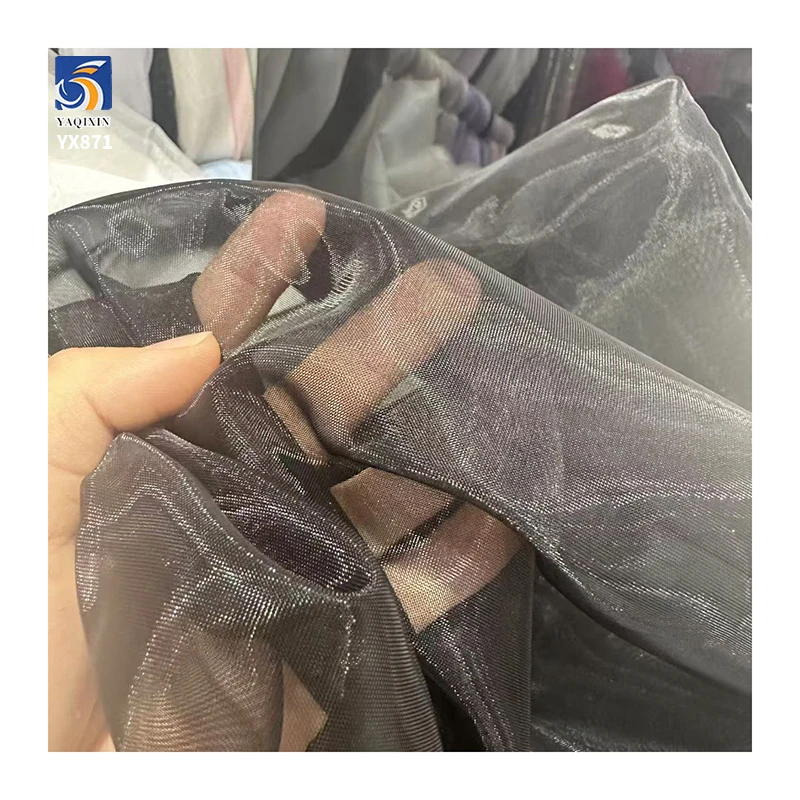 YX871 High Quality Transparent Shimmer 100% Nylon Tulle Fabric Knitted Nylon Hard Mesh Net Tulle Fabric for Corset Dresses - 图片 4