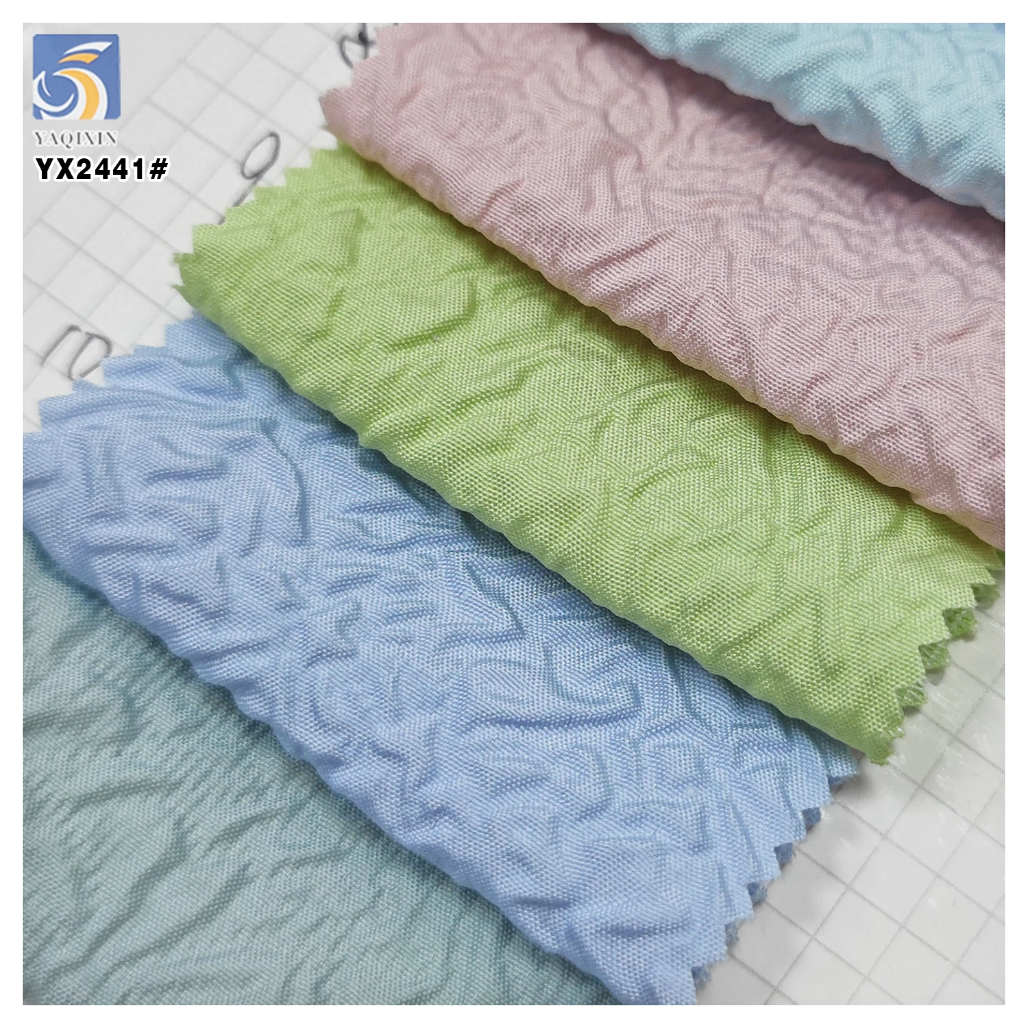 Wholesale Salt Shrink Composite Embossed Jacquard Dress Wrinkle Chiffon Fabric Viscose/Polyester Seersucker Crepe Fabric - 图片 4