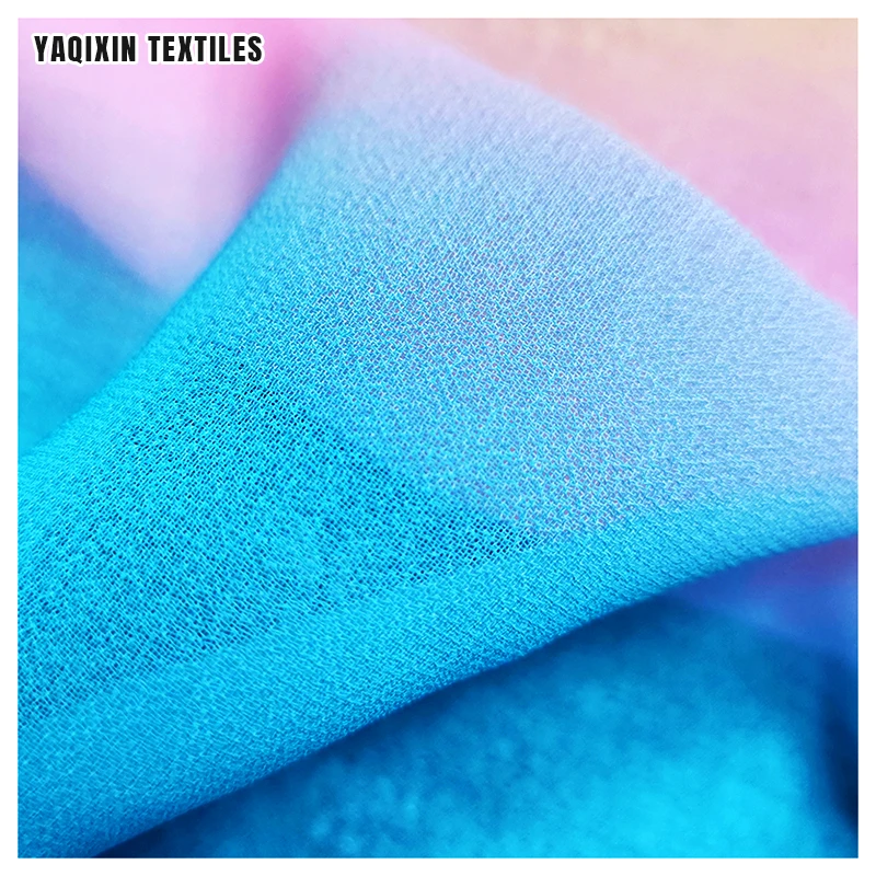 TH706-2 YAQIXIN Textile Designer Luxury Poly Material Gradient Dye Woven Pearl Chiffon Fabric for Wedding Decoration - 图片 6