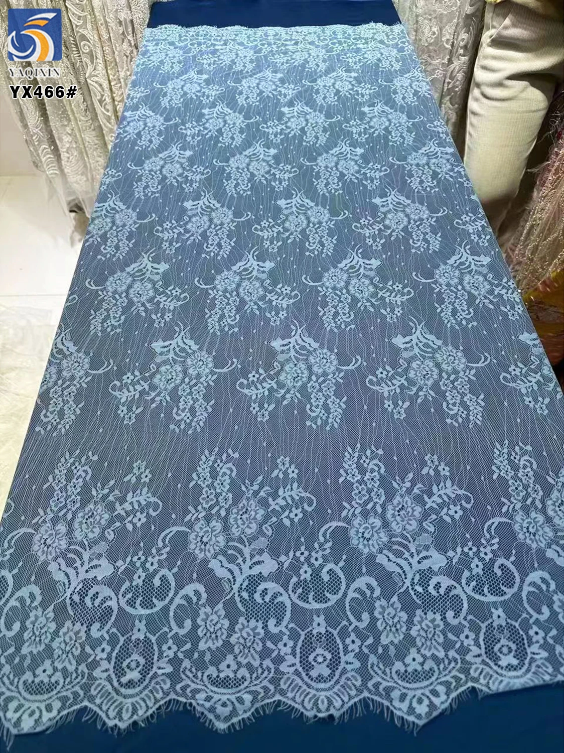 YX466 High Quality White Eyelash French Lace Fabric for Bridal 1.5m*3m - 图片 4
