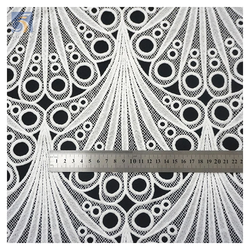 YX2439 White Sexy Lace Hollow Out Top Water Soluble Lace Fabric for Woman Nigerian Eyelet Lace Blouse Fabrics - 图片 6