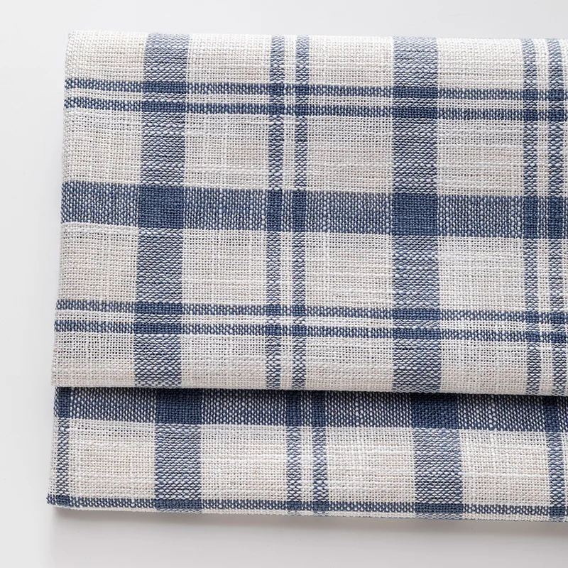 2025 Golf Business Style 200gsm Woven Yarn Dyed Madras Check Cotton Linen Fabric for Shirt Clothing Stripe Plaid Fabric - 图片 6