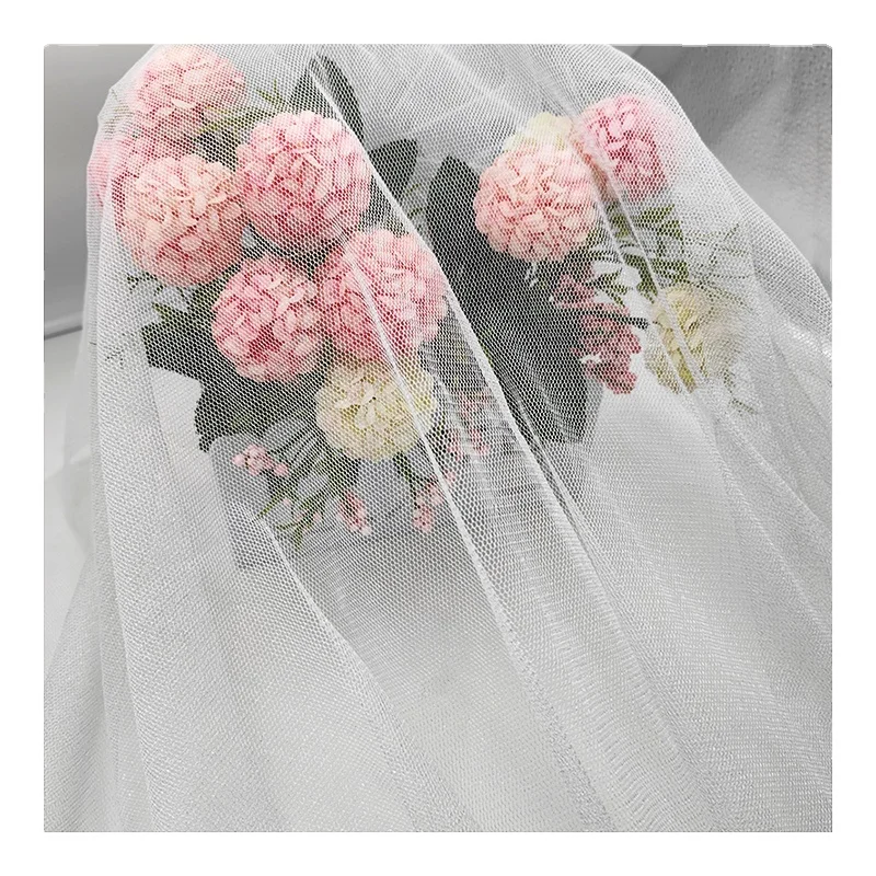 YS-14 Knitted Textile 100% Polyester Mesh Tulle Fabric Gold and Silver Thread Mesh Bridal Tulle Girl Clothing Fabric