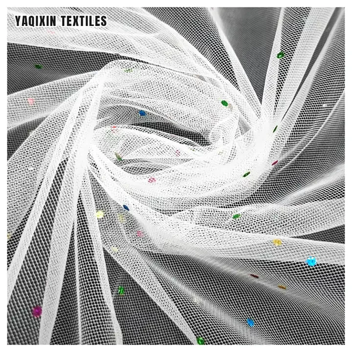 Guangzhou Zhongda Factory Prices Multi-color Shiny Sparkle 100 Polyester Net Tulle Mesh Fabric by the Yards - 图片 5