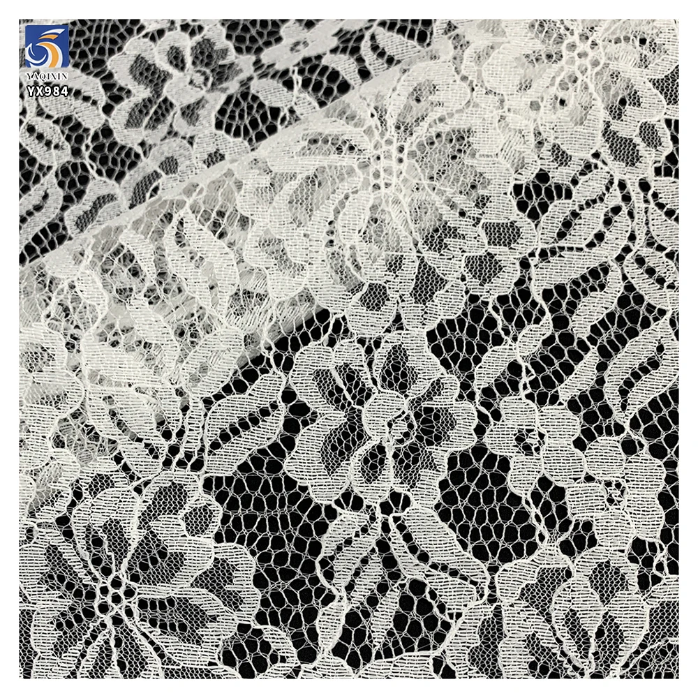 YX984 Non-Stretch Jacquard Mesh Lace Fabric Chantilly Lace Fabric Women's Tops, Underwear, and Dresses White Lace Fabrics - 图片 6