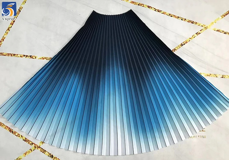 YX506-1 Custom Pattern Printed Satin Fabric Scalloped Pleated Stretch Satin Matte Fabric - 图片 5