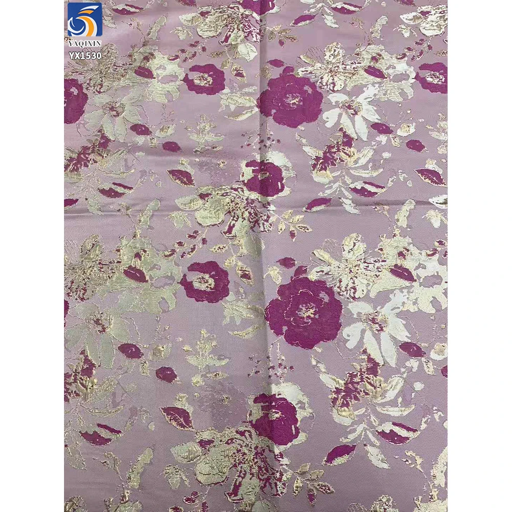 YX1530 Elegant Floral Metallic Yarn Dyed Brocade Fabric for Qipao and Mamian Skirt - 图片 5