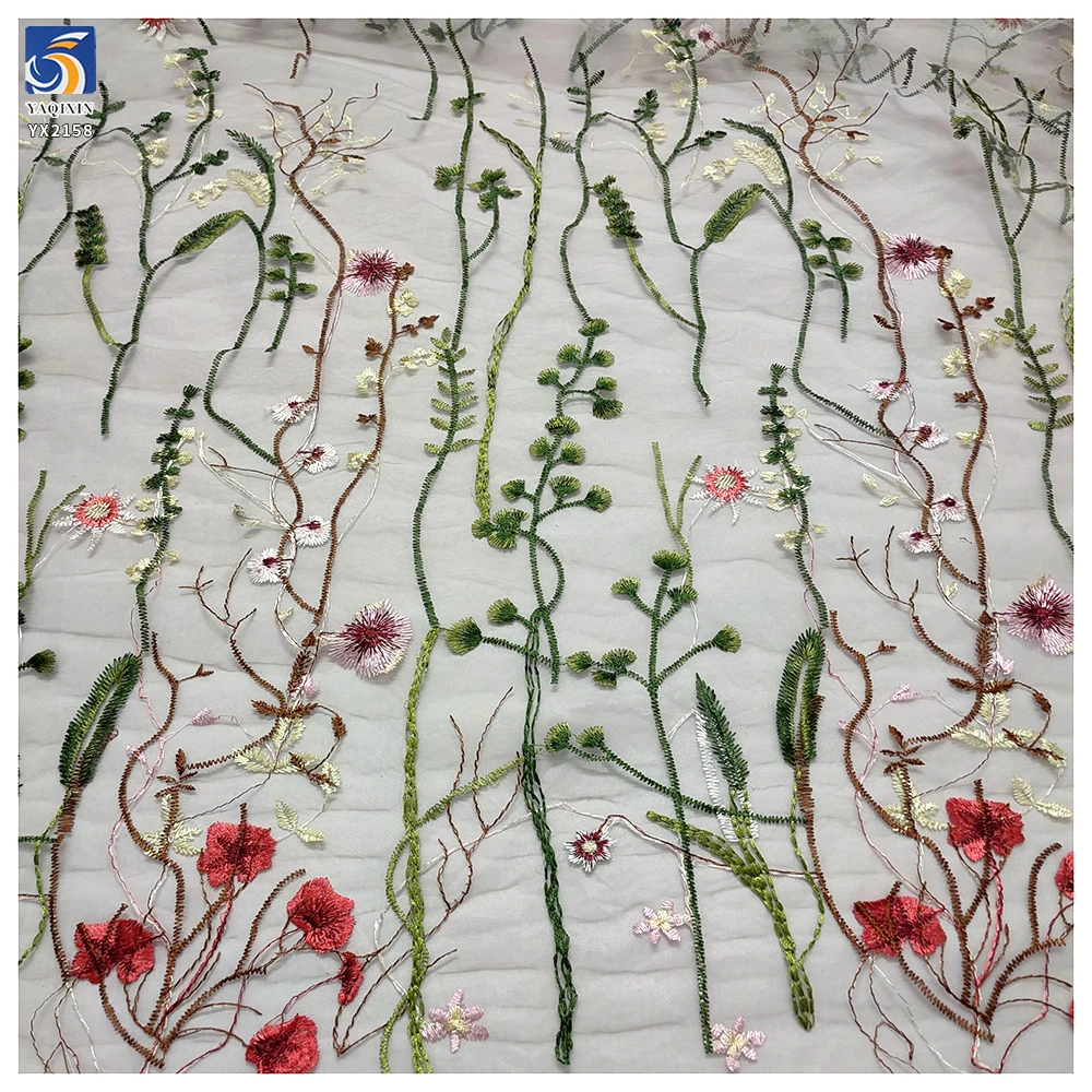 3D Embroidered Floral Wedding Veil Gown Lace Fabric Muslim Abaya Dubai Laces Embroidery Lace Fabric - 图片 4