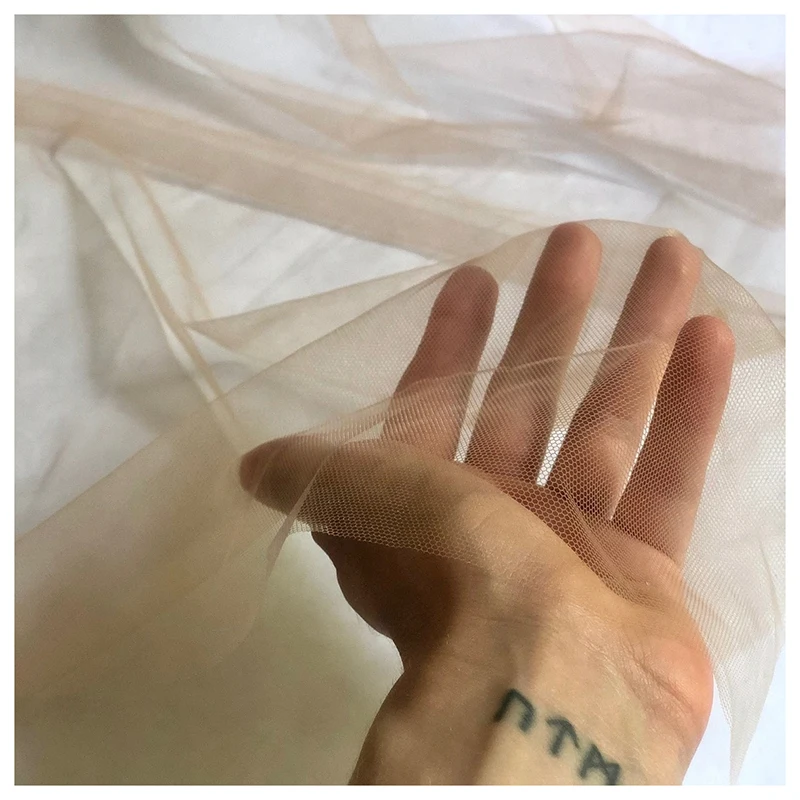 Guangzhou Zhongda Factory Price Naked Skin Tone Illusion Tulle Fabric 100%Polyester Soft Mesh Tulle Fabric for Wedding - 图片 6
