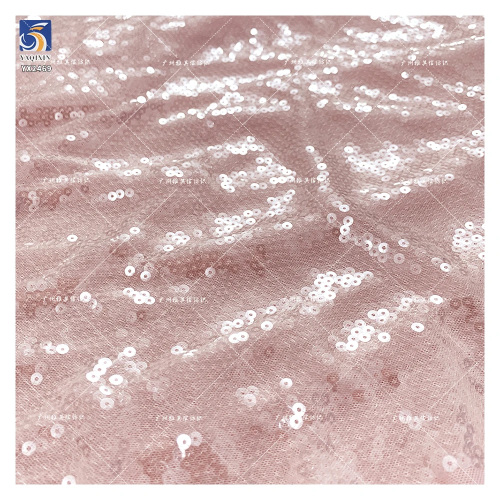 YX2469 Nude Transparent Payette Sequin Fabric Lace Sheer 3mm Sequin Fabric for Stage Model Performance Dance Dress - 图片 5